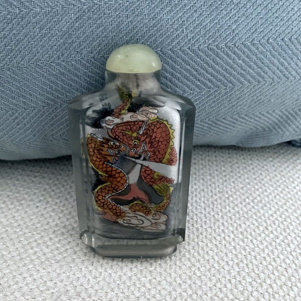 Chinese Inside Reverse Painted Snuff/Perfume Bottle - Dragons