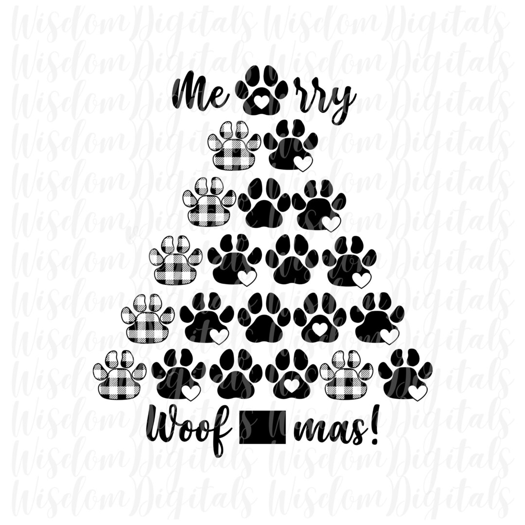 Paw Tree SVG Christmas Dog SVG Png Eps Dxf Pdf Digital Cut File Cricut Maker Silhouette Cameo 4