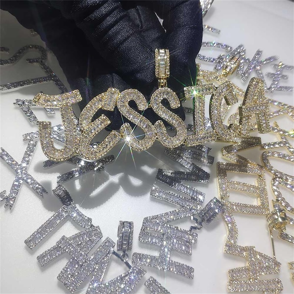 Iced Out Name Necklace Etsy