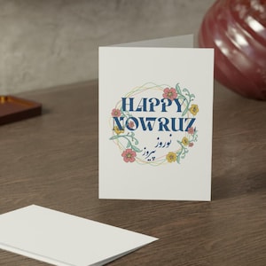 Nowruz Grußkarten, iranische Neujahrskarten, Blumenmuster, Frühlingsfeier, Option 1-50 Stück, einzigartiges Geschenk, hergestellt in den USA