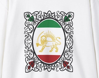Shir-o-Khorshid Crewneck Sweatshirt, Persian Lion and Sun, Iranian Gift