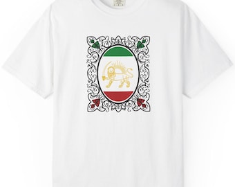 Camiseta Iran Shir-o-Khorshid: Diseño del león y el sol persas