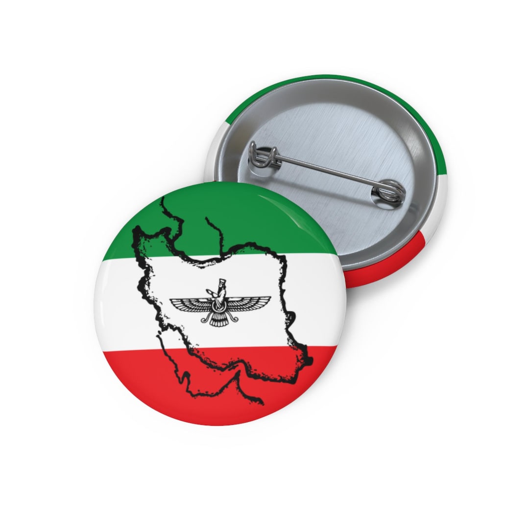 Iran Heritage Pin: Iran Flag Map & Faravahar Symbol - Etsy