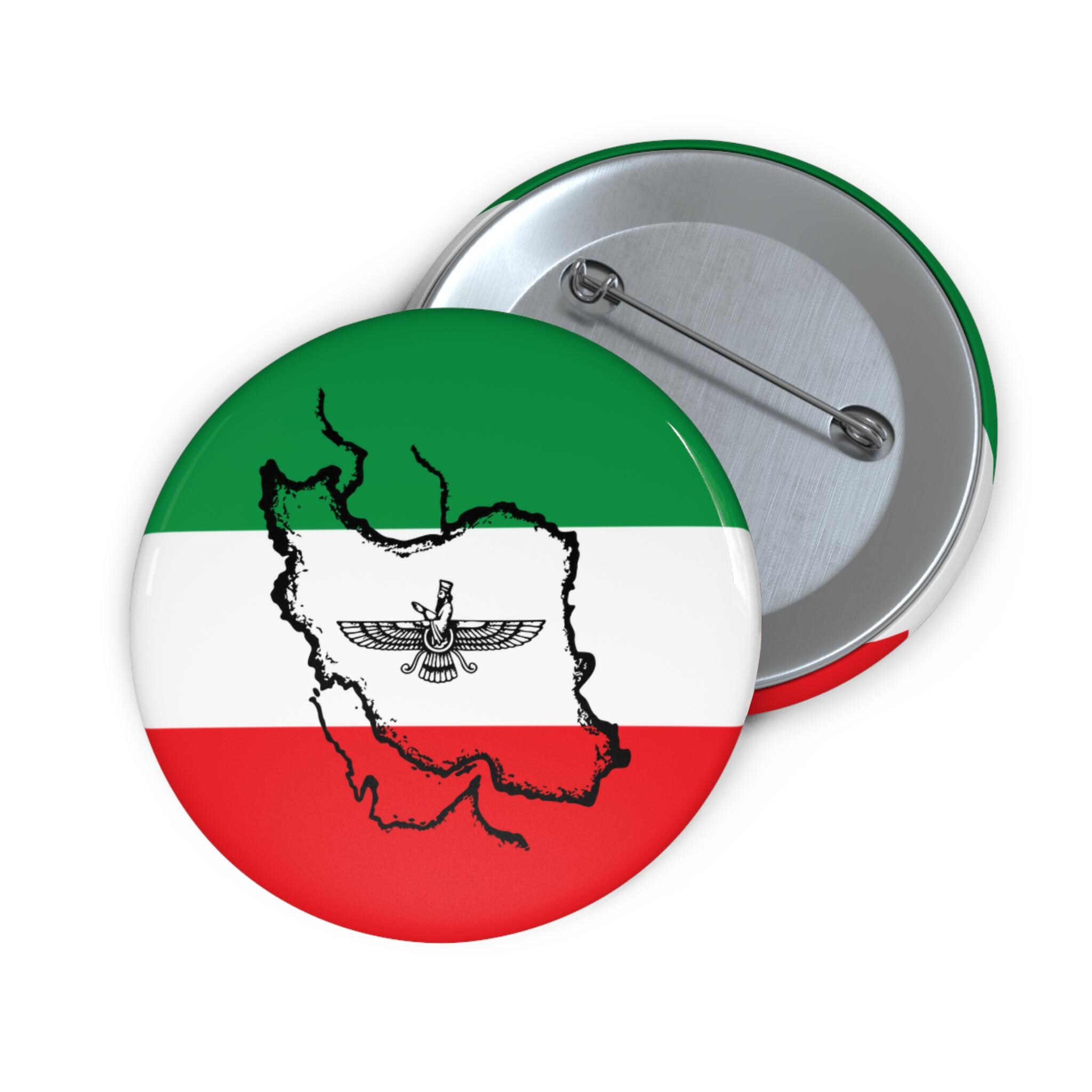 Iran Heritage Pin: Iran Flag Map & Faravahar Symbol - Etsy