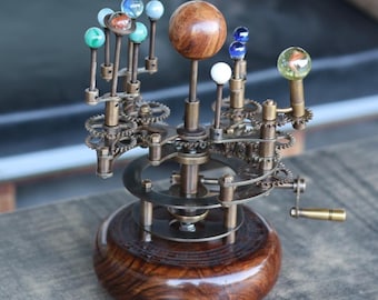 Orrery for Book Shelves 11&quot; made of Brass and Steel, A Functional Model of the Solar System with planets