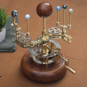 Brass Orrery a Luxury Art Piece for Book Shelves, Functional Model of Solar System