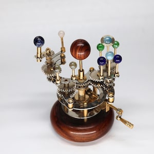 Orrery Luxury Home Décor Solar System Model 8" Gift for Husband, tellurion, Elegant Functional Décor Masterpiece