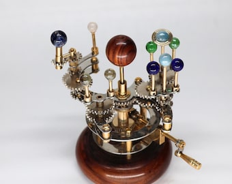 Orrery Luxury Home Décor Solar System Model 8" Gift for Husband, tellurion, Elegant Functional Décor Masterpiece