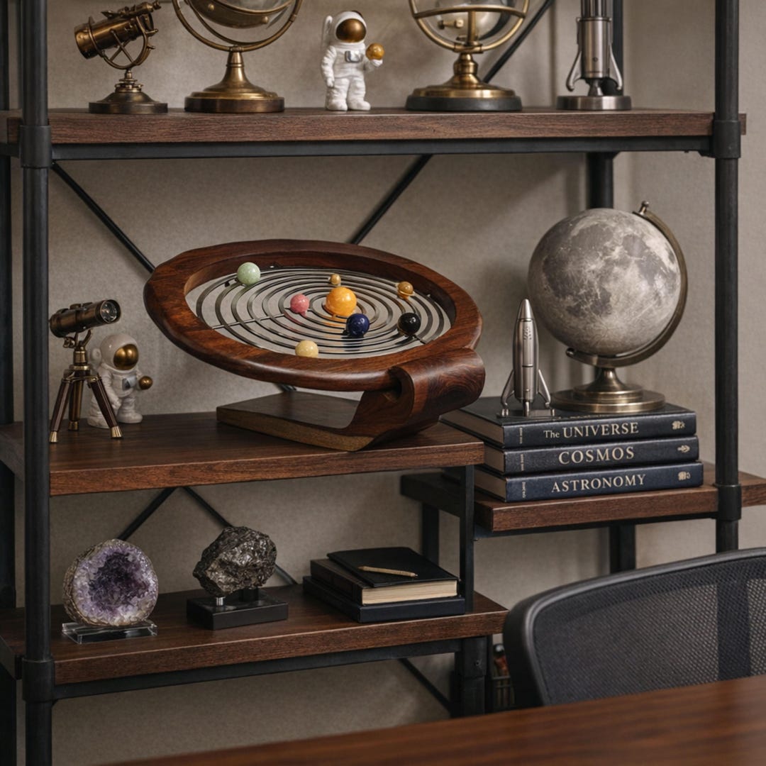 Solor System Desk Oval Gemstone Solar System Desk Model on Rosewood Base - Etsy