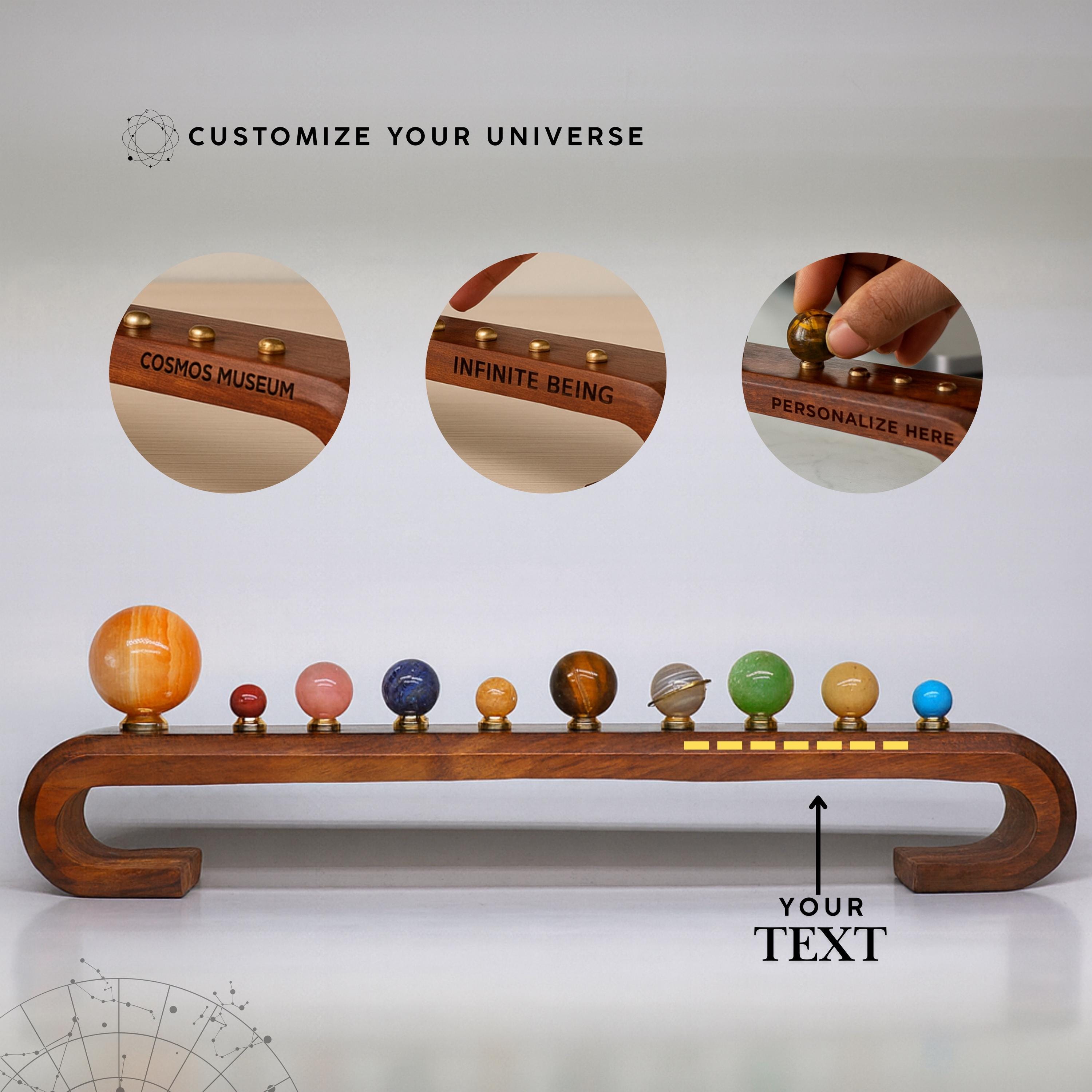 Personalised Gemstone Planet Set | Handcrafted Wooden Solar System
