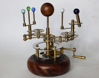Brass Orrery a Luxury Art Piece for Book Shelves 11&quot; Functional Model of Solar System