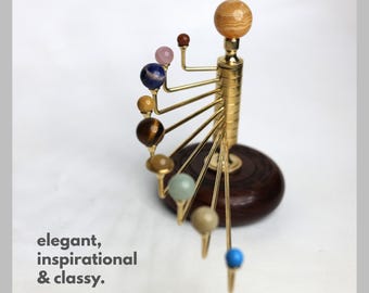 Luxury Rotating Solar System | Vertical Solar System with Semi-Precious Stones Planets