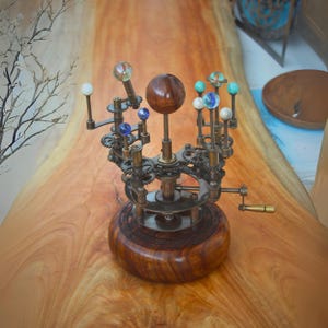 11&quot; Orrery for Book Shelves made of Brass and Steel, A Functional Model of the Solar System with planets
