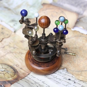 Orrery Luxury Home Décor Solar System Model 8&quot; Gift for Husband, tellurion, Elegant Functional Décor Masterpiece