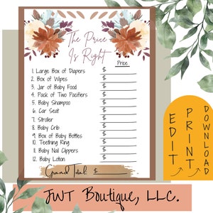 Baby shower game, guessing game baby shower, baby shower game boy, baby shower the price is right game, baby shower girl, fall baby shower