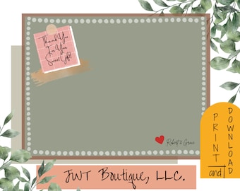 Printable thank you cards, baby shower thank you cards, boho shower thank you cards, digital thank you cards, thank you notes and cards