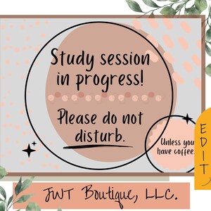 Office Signs, dorm room signs, office sign custom, study session, office signs funny, classroom signs, printable study sign, signs for gifts