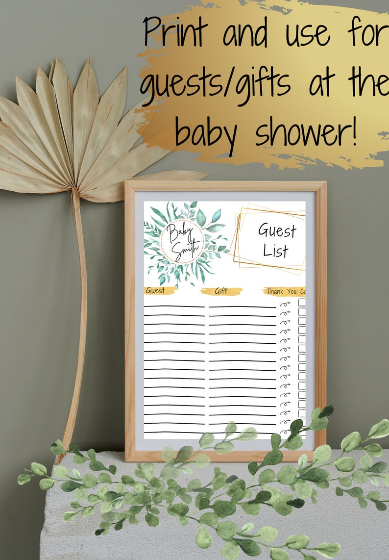 Guest List, Guest List Printable, Baby Shower Guest Book, Printable