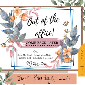 Office Sign for wall, out of office sign template, printable office sign, editable out of office sign, dorm room sign, classroom templates