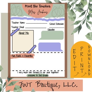 編集可能な先生との出会いテンプレート、新学期テンプレート、先生の連絡カード、印刷可能な先生に関するすべて、先生のお気に入りのもの