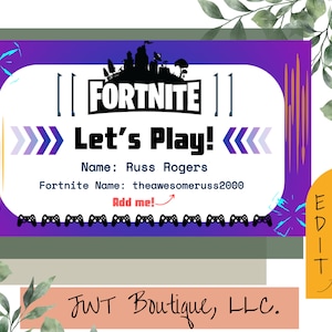 Cartes de visite pour enfants et adolescents, cartes de rendez-vous avec jeux, noms de personnes à contacter pour les jeux vidéo, noms d'utilisateur, vacances d'été, vacances de printemps, cartes de visite avec nom de joueur