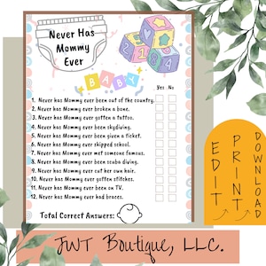 Fun baby shower games, printable baby shower games, simple baby shower games, baby shower games printable, adult baby shower games