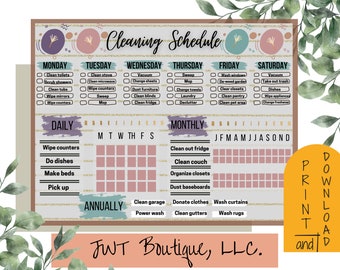 New Years cleaning schedule, chore chart templates, cleaning chart printable, family chore chart, weekly cleaning schedule, annual cleansing