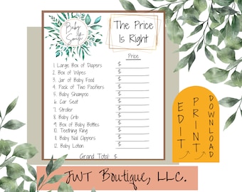 Baby shower game gifts, guessing game baby shower, baby shower games for boy, baby shower the price is right games, baby shower for girls