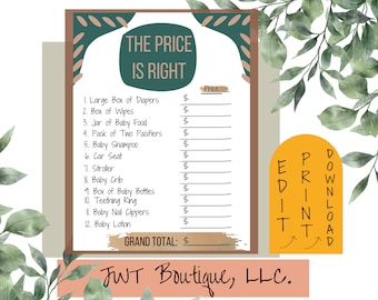 Baby shower game gifts, guessing games baby shower, boho baby showers, the price is right games, modern shower games, gift a baby shower