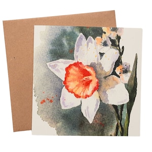 Tarjeta de felicitación con narcisos