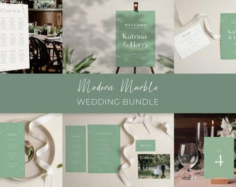 Modern Marble BUNDLE, Wedding Invitation Save the date, Wedding Template, Instant Download