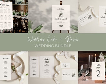Wedding Cake Flower BUNDLE, Wedding Invitation, Save the date, Wedding Template, Instant Download