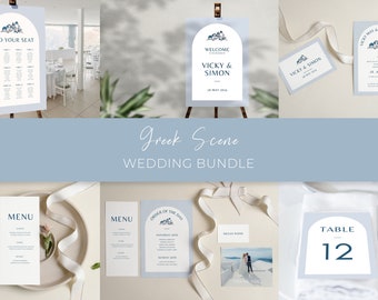 Greek Themed Wedding BUNDLE, Wedding Invitation, Save the date, Wedding Template, Instant Download