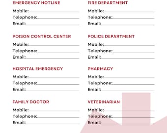 Simple Emergency Contacts List