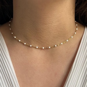 Stainless steel pearl necklace, gold chain, trendy summer jewelry for women, jewelry, gift idea, personalized