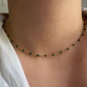 Collier chaine rosaire dorée avec perles, acier inoxydable, bijou femme, jewellery, idée cadeau, été, personnalisé image 4