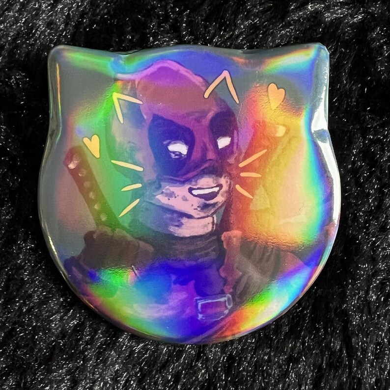 Deadpool Catboy Holographic Pin 60mm - Etsy