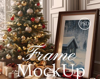 Mockup för mysig julram, Mockup för festlig högtidsram, Mockup för 3:4-förhållande, Mockup för smart objekt, Mockup för PSD-ram, Mockup för mysig högtid PSD
