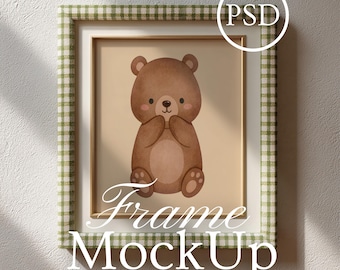 Mockup kinderkamerlijst, mockup kinderkamerkunst, interieurdecormodel, muurkunstweergave, schattig kinderkamerlijstmodel, slim object JPG PSD verticaal