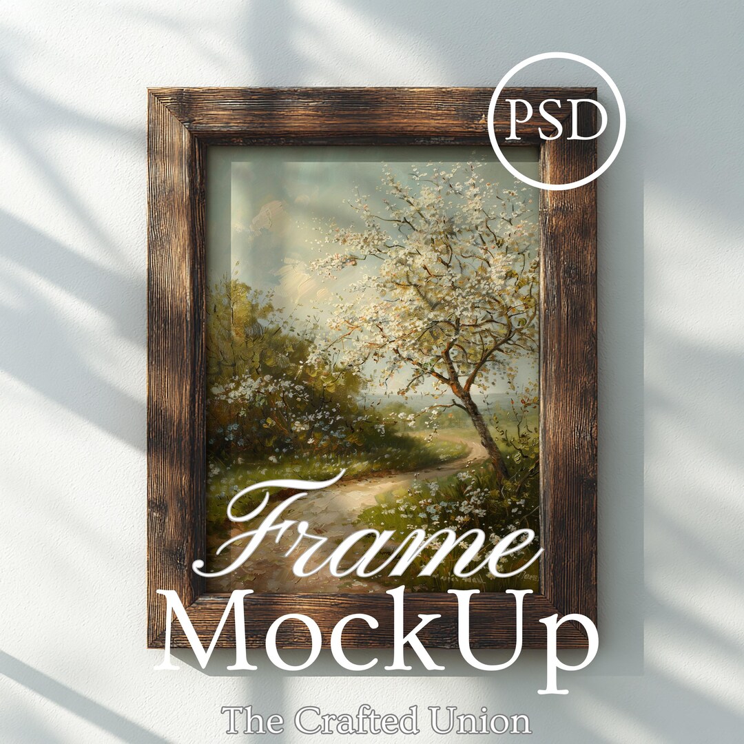 Rustic Frame 3d 3:4 Ratio Dark Rustic Wood Frame, Rustic Frame Mockup, Wooden Frame ...