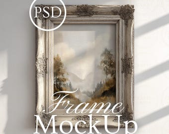 5x7 vertikal rammodell, väggkonstdisplay, Cottage Core-modell, vintagerammodell, rustik rammodell, Photoshop Smart Object JPG PSD