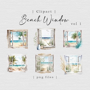 Beach Window Clipart Set Vol 1 | Digital Watercolor Clip Art | Scrapbooking | Commercial Use | Beach Clipart | Summer