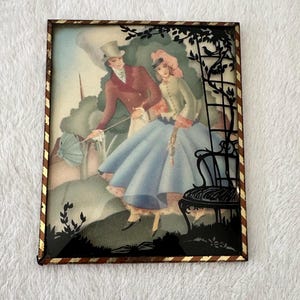 Vintage Silhouette Painted Convex Bubble Glass