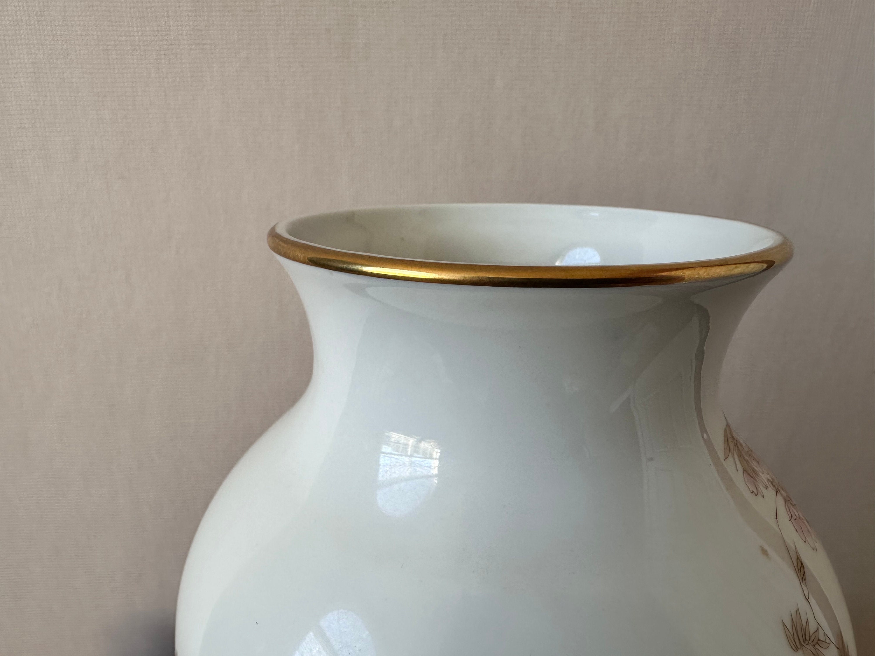 Vintage Vase - Shibata Japan Gold Leaf-rimmed Floral Vase