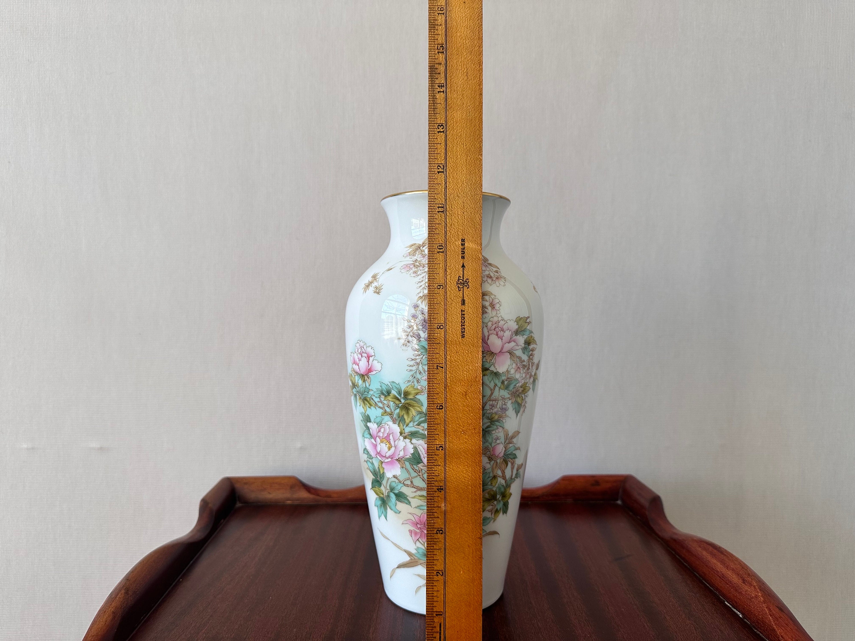 アンティーク和風模様 大皿 直径46cm Vintage Vase - Shibata Japan Gold Leaf-rimmed Floral Vase