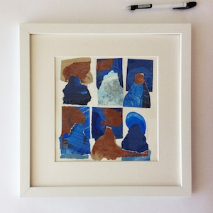 Collage originale n. 29, Ritratto, Opere d'arte astratte, Terra cotta, Blu, Arte strutturata, Arte moderna, Contemporanea, Audace, Colorata, Figurativa,