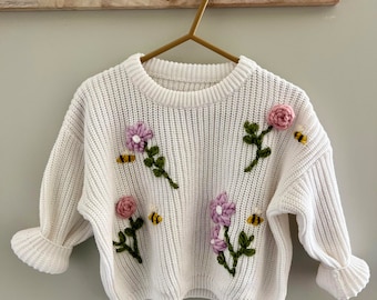 Baby and Toddler Flowers and Bees Sweater