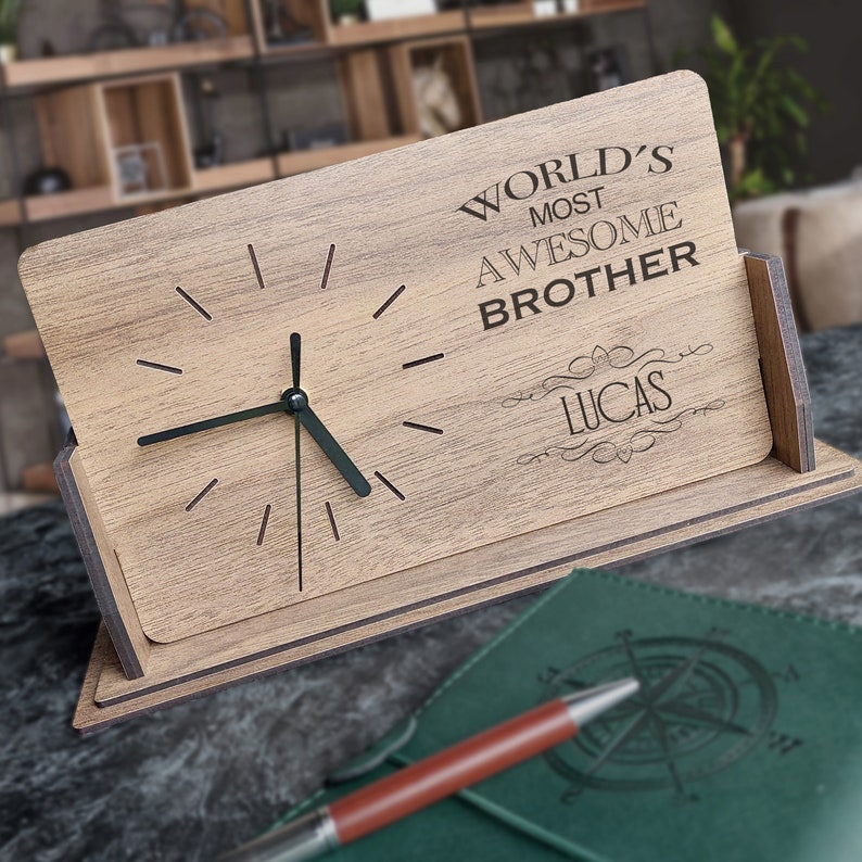 Engraved Photo Desk Clock - Personalized Wooden Gift - Etsy