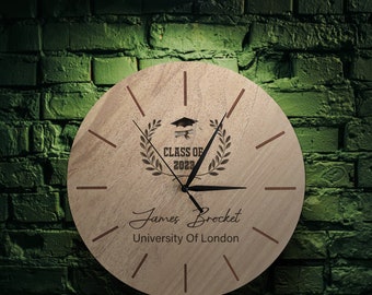 Engraved Graduation Wooden Clock / Personalized Class Gift