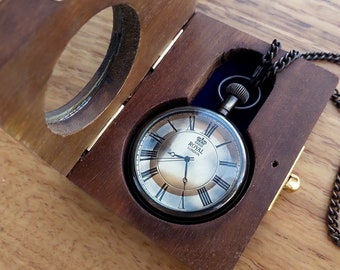 ENGRAVED Pocket Watch Gift for Father, Custom Pocket Watches, Pocket Watch With Wooden Box, Wedding Gift, Groomsman Gift, Gift For Dad.